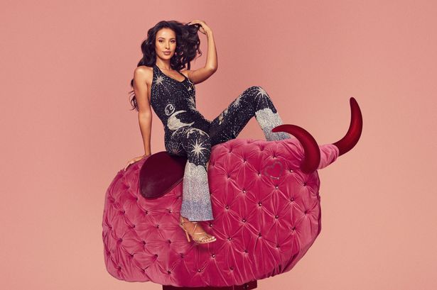 Winter Love Island host Maya Jama straddles pink velvet bull in new ITV promo